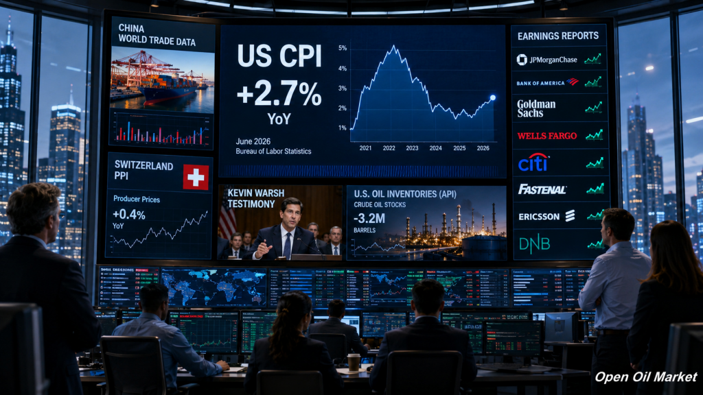 ตลาดโลก 14 กรกฎาคม 2026 - CPI สหรัฐฯ, สถิติของจีน, สต๊อกน้ำมัน API และรายงานจาก JPMorgan, Bank of America, Goldman Sachs, Wells Fargo และ Citigroup