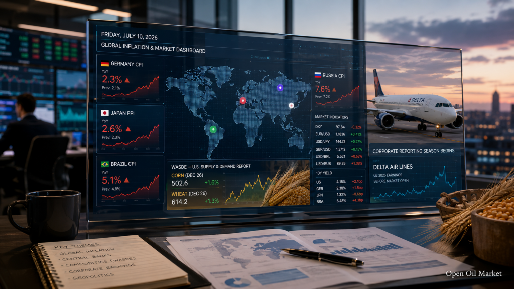เงินเฟ้อของเยอรมัน, รัสเซีย และบราซิล, PPI ญี่ปุ่น, WASDE และรายงาน Delta Air Lines — เหตุการณ์หลัก 10 กรกฎาคม 2026