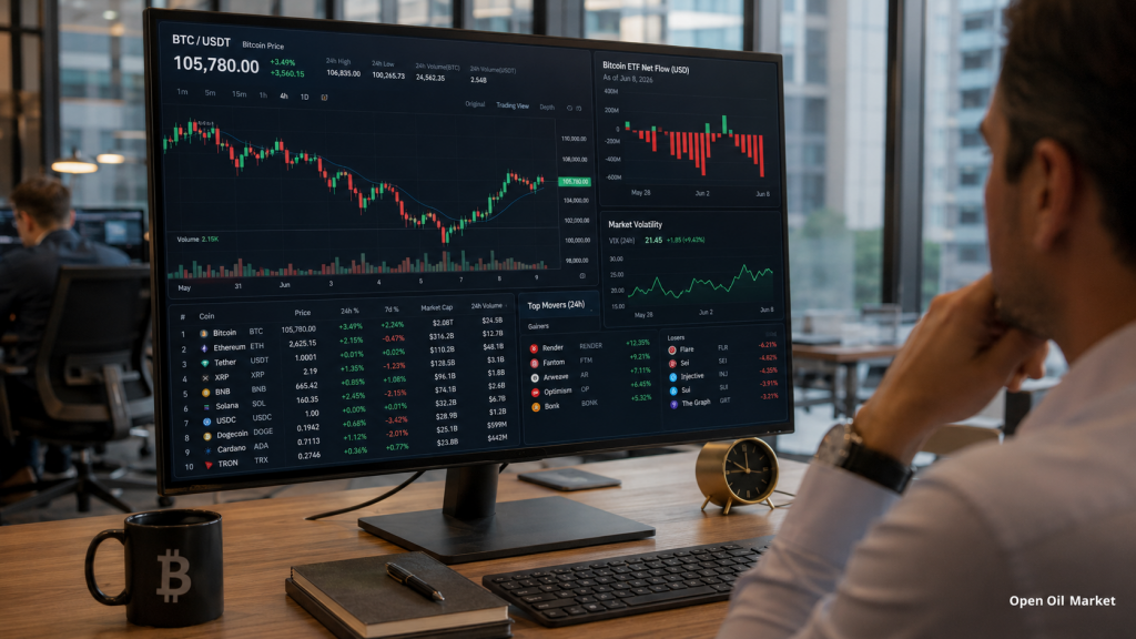 ข่าว cryptocurrency, วันอังคารที่ 9 มิถุนายน 2026: bitcoin รักษาตลาดหลังจากการตกต่ำ ขณะที่นักลงทุนประเมินการไหลออก ETF, stablecoins และ 10 สินทรัพย์ดิจิทัลชั้นนำ