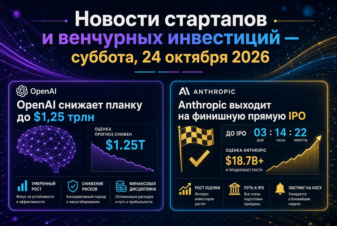 ข่าวสตาร์ทอัพและการลงทุนแบบร่วม — เสาร์ที่ 24 ตุลาคม 2026: OpenAI ลดการประเมินมูลค่าลงเหลือ 1.25 ล้านล้านดอลลาร์ ขณะที่ Anthropic กำลังเข้าสู่เส้นทางสุดท้าย IPO
