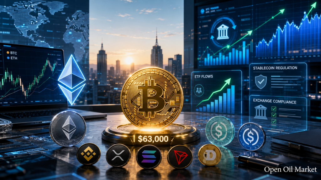 ตลาดคริปโตเคอเรนซีวันที่ 10 กรกฎาคม 2026: Bitcoin ประมาณ $63 000, Ethereum, 10 อันดับแรกของคริปโตเคอเรนซี, ETF และ stablecoins