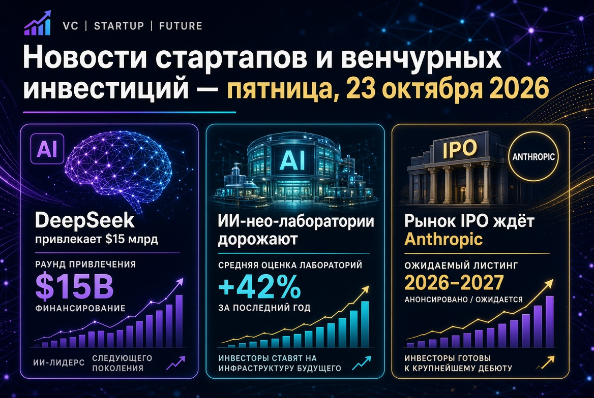 ข่าวสารสตาร์ทอัพและการลงทุนทุนร่วม — วันศุกร์ที่ 23 ตุลาคม 2026: DeepSeek ระดมทุน 15 พันล้านดอลลาร์, ห้องปฏิบัติการ AI Neo มีมูลค่าเพิ่มขึ้น, ตลาด IPO รอ คอย Anthropic