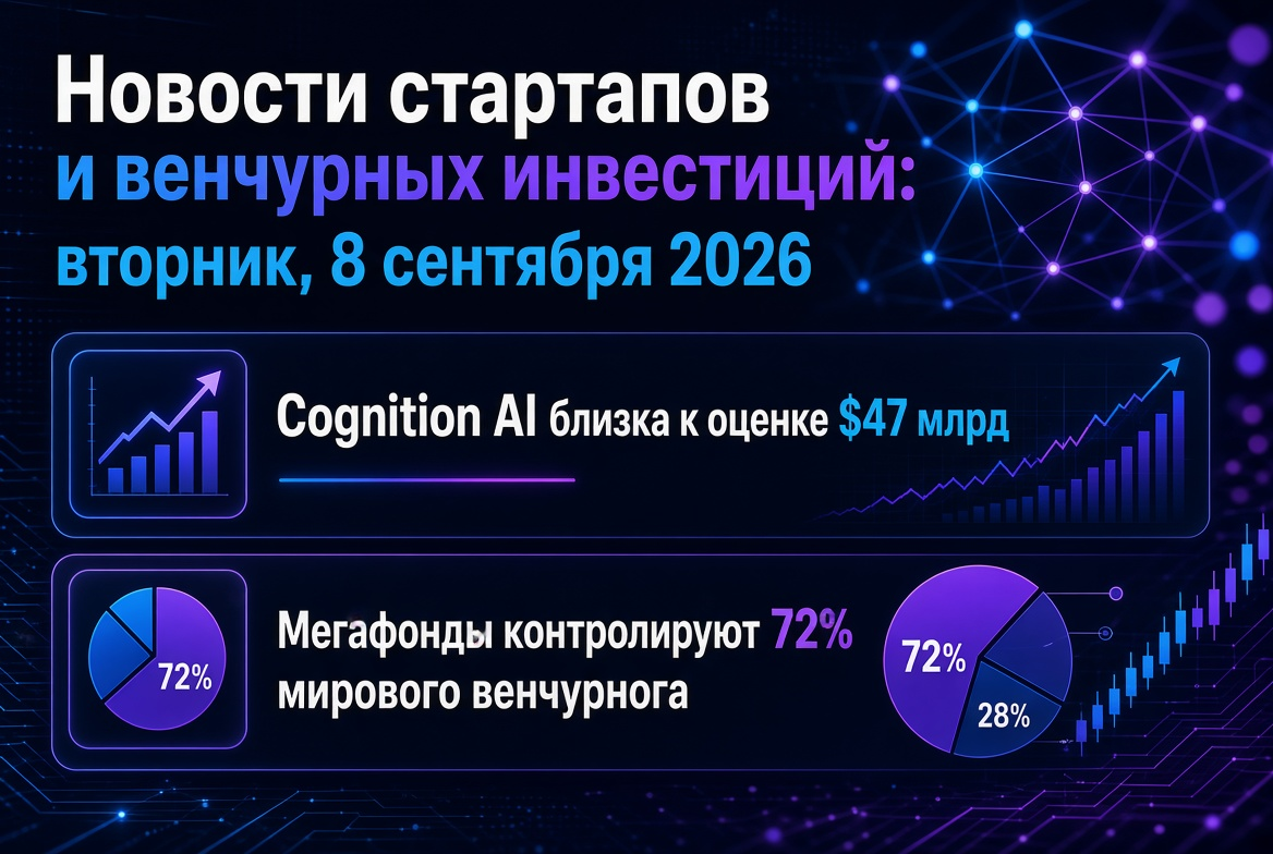 ข่าวสตาร์ทอัพและการลงทุนแบบร่วมทุน: วันอังคารที่ 8 กันยายน 2026 — Cognition AI ใกล้จะประเมินมูลค่า 47 พันล้านดอลลาร์ เมกะฟันด์ควบคุม 72% ของตลาดร่วมทุนทั่วโลก